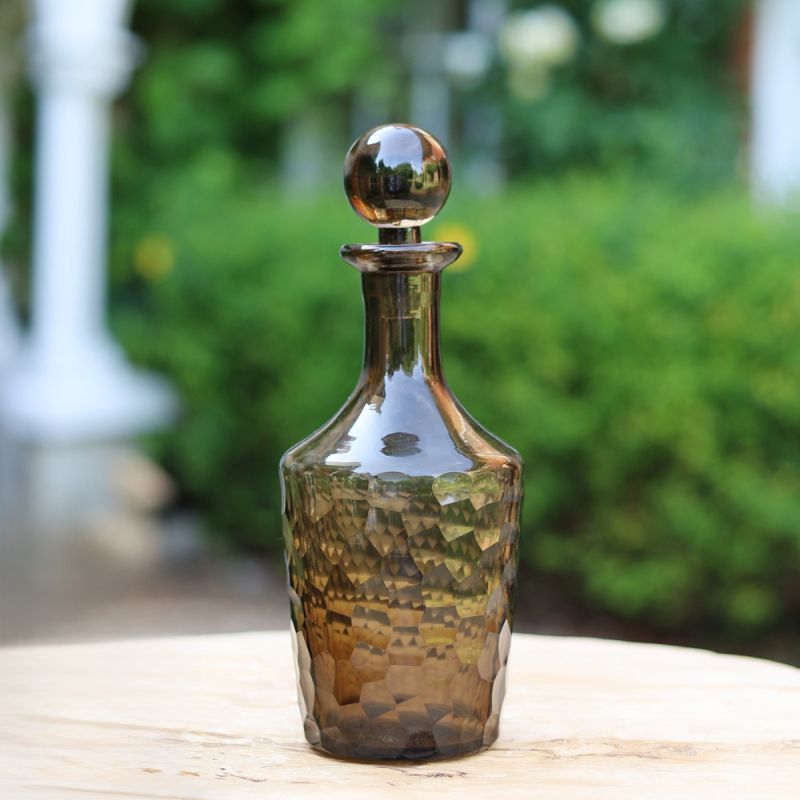culinary concepts Smoked Cut Glass Decanter with Glass Stopper