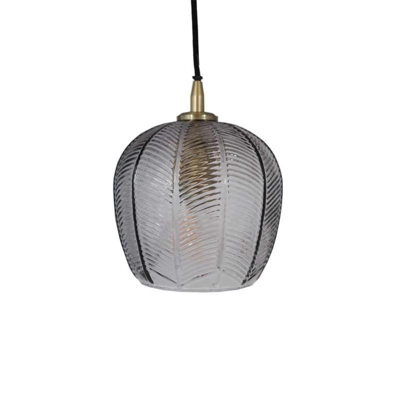 culinary concepts Smoked Glass with Embossed Palm Apple Pendant Light