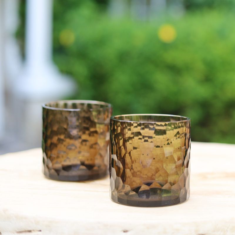 culinary concepts Smoked Hammered Cut Glass Tumblers - Set of Two