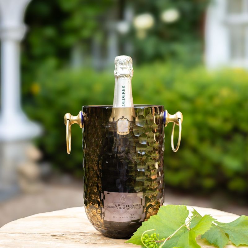 culinary concepts Smoked Hammered Cut Wine Cooler with Metal Handles