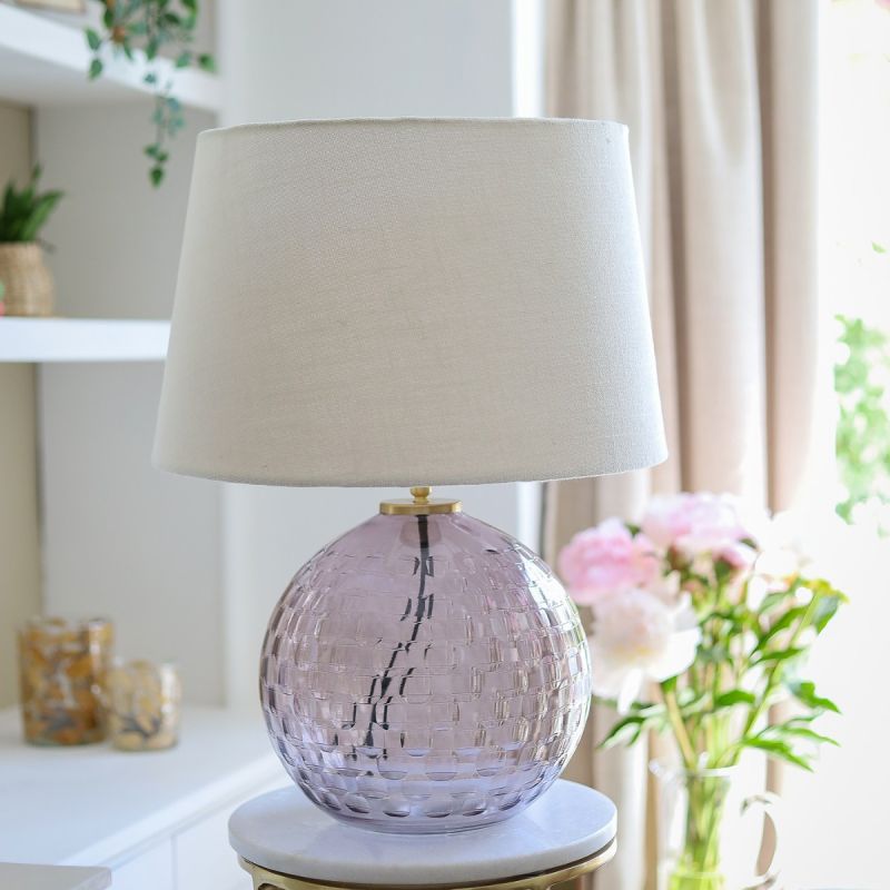 Culinary Concepts Smoked Hand Cut Glass Globe Table Lamp With Shade