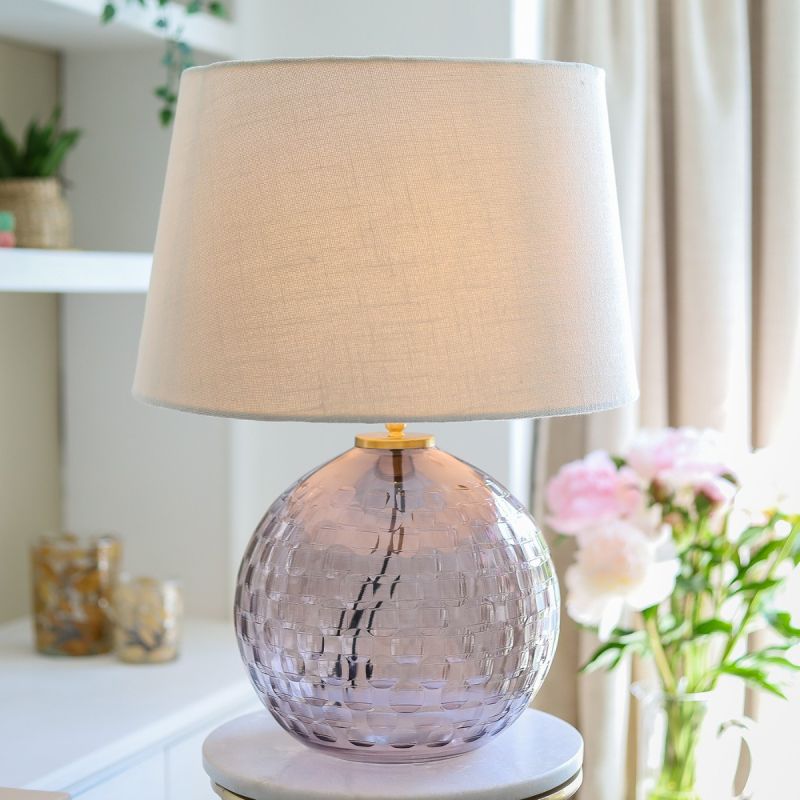 Culinary Concepts Smoked Hand Cut Glass Globe Table Lamp With Shade