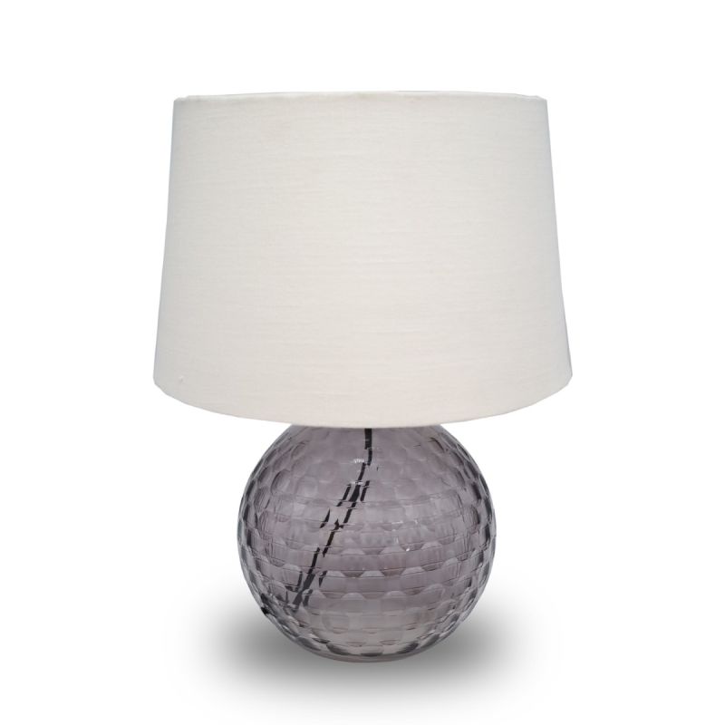 culinary concepts Smoked Hand Cut Glass Globe Table Lamp with Shade