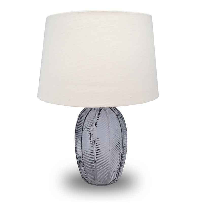 culinary concepts Smoked Palm Embossed Glass Table Lamp with Shade