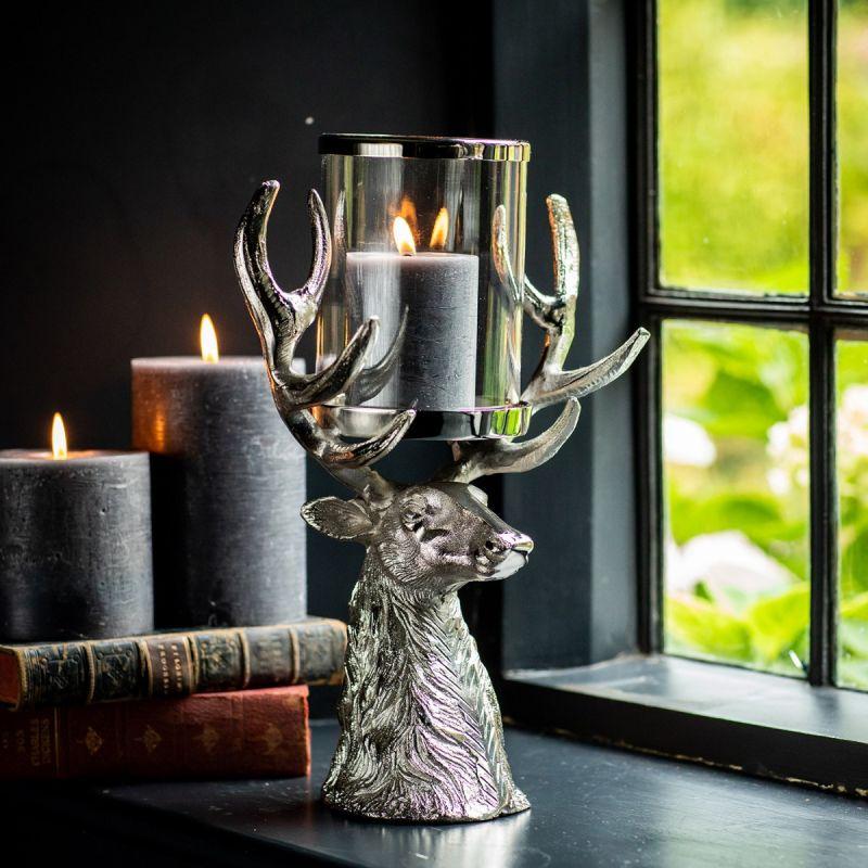 Culinary Concepts Stag Head Antler Hurricane Lantern