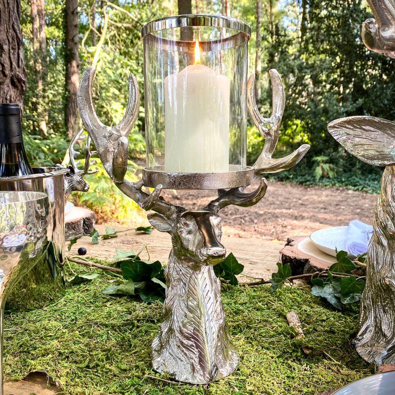 Culinary Concepts Stag Head Antler Hurricane Lantern