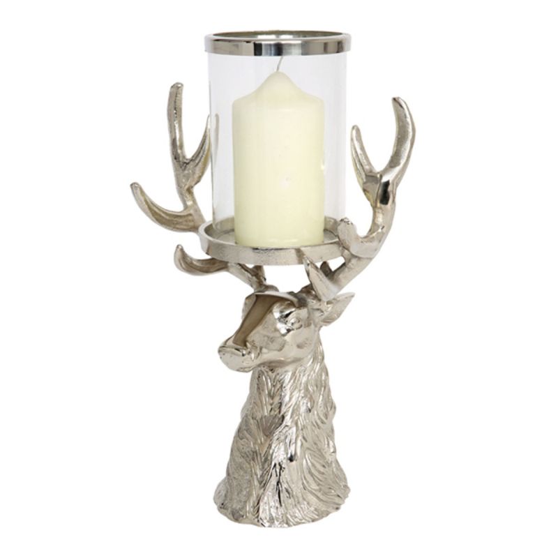 culinary concepts Stag Head Antler Hurricane Lantern