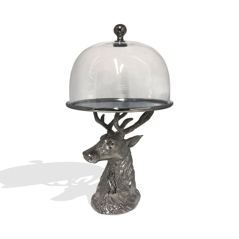 Culinary Concepts Stag Head Cake Plate With Glass Dome