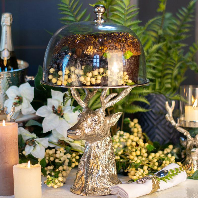 culinary concepts Stag Head Cake Plate with Glass Dome