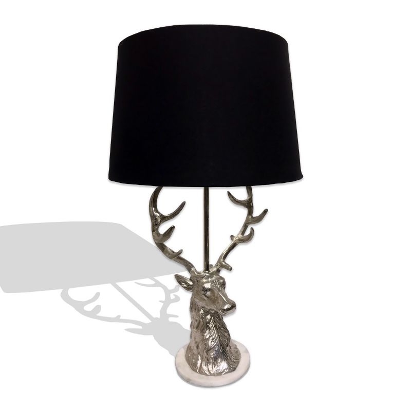 culinary concepts Stag Head Table Lamp with Black Shade
