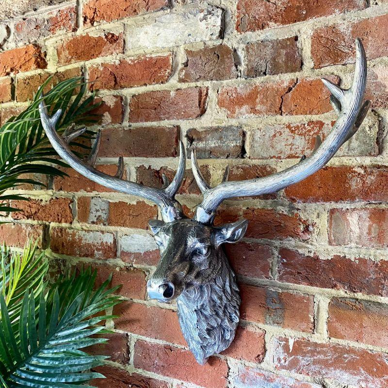culinary concepts Stag Head Wall Decor - Silver Finish