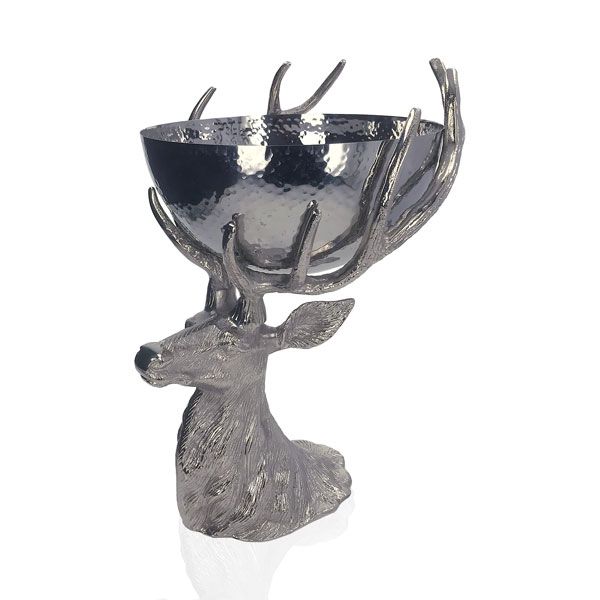 culinary concepts Stag Head with Hammered Metal Bowl