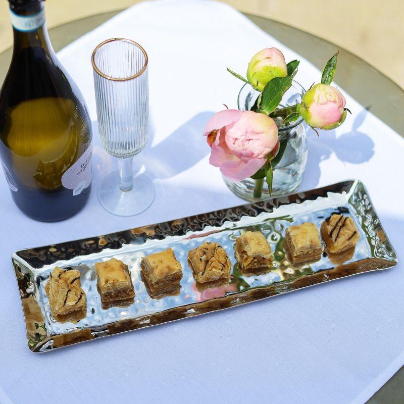 Culinary Concepts Stainless Steel Hammered Ciabatta Plate (14 Inch)