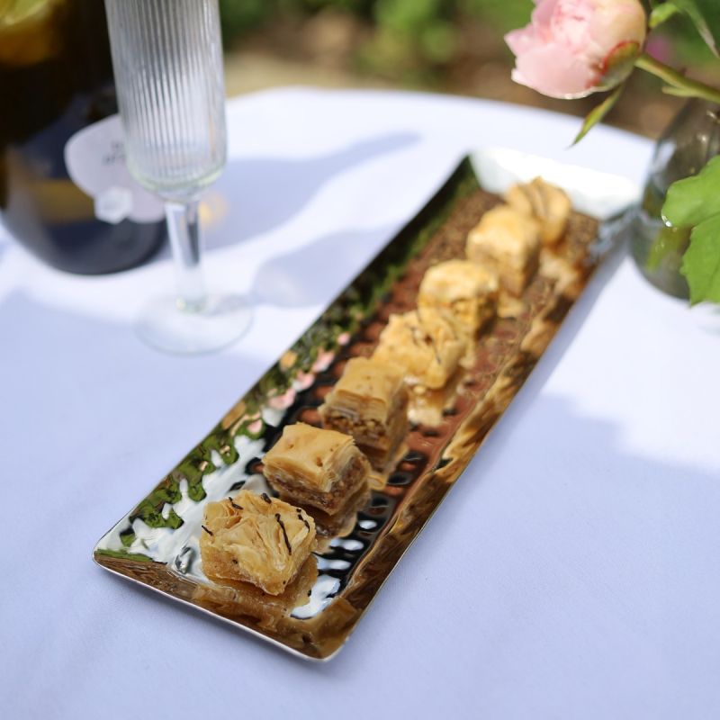 Culinary Concepts Stainless Steel Hammered Ciabatta Plate (14 Inch)