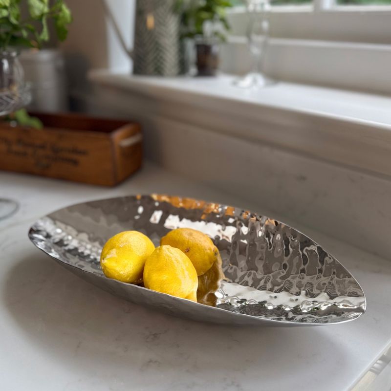Culinary Concepts Stainless Steel Hammered Oval Bowl