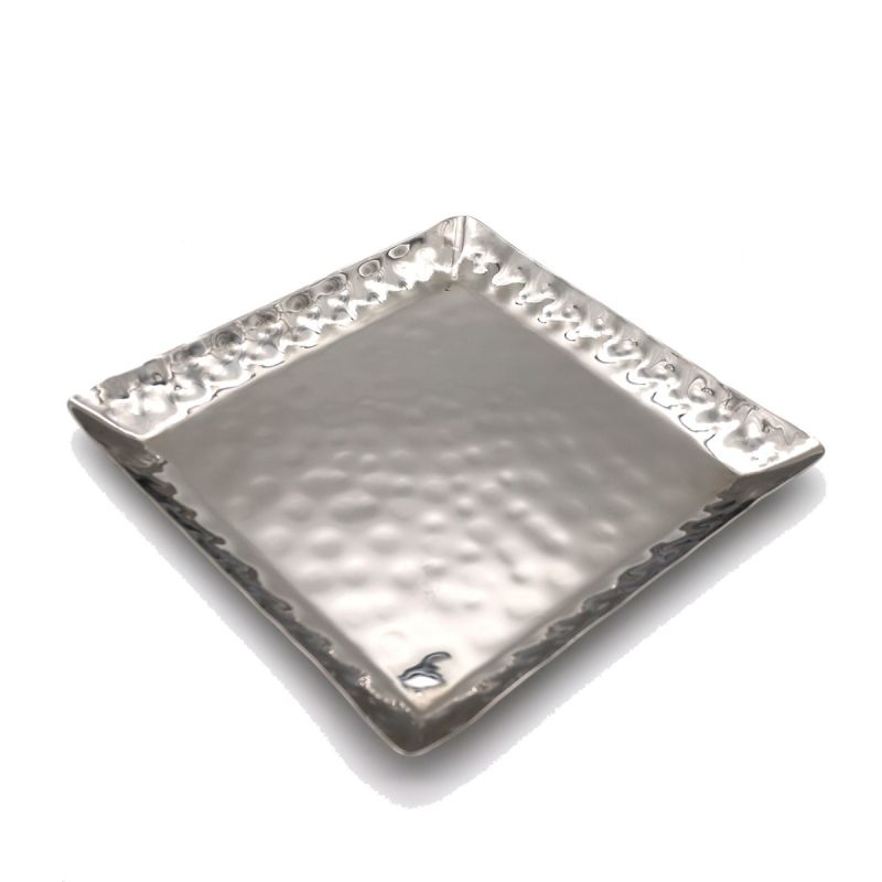 culinary concepts Stainless Steel Hammered Square Platter (10 Inch)