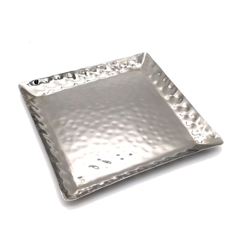 Culinary Concepts Stainless Steel Hammered Square Platter (12 Inch)
