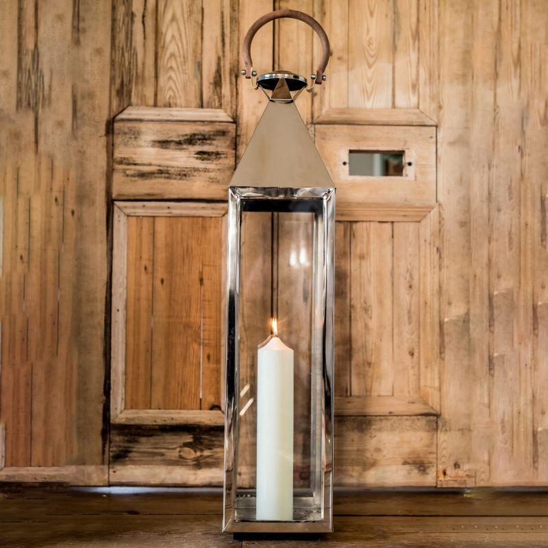 Culinary Concepts Stainless Steel Large Tall Venetian Lantern With Wooden Handle