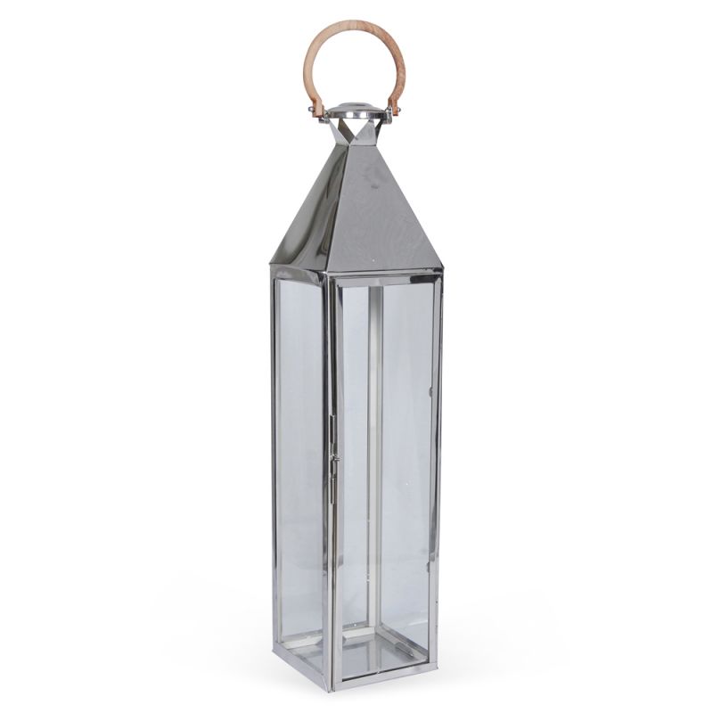 culinary concepts Stainless Steel Large Tall Venetian Lantern with Wooden Handle