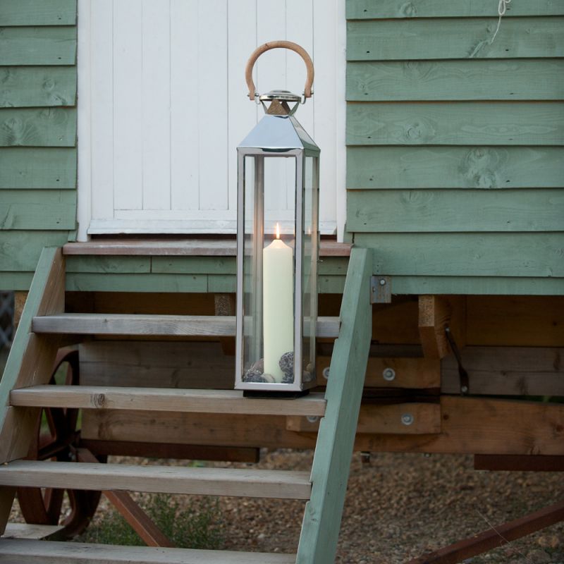 Culinary Concepts Stainless Steel Medium Tall Venetian Lantern With Wooden Handle