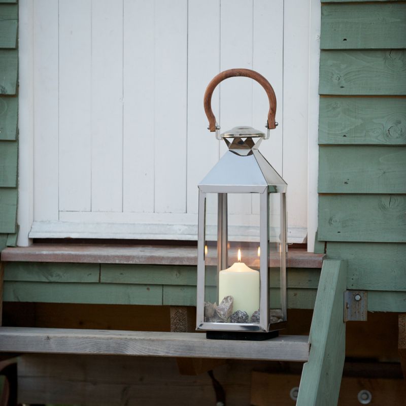 Culinary Concepts Stainless Steel Small Tall Venetian Lantern With Wooden Handle