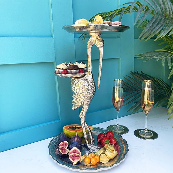 Culinary Concepts Three-Tier Stork Cake Stand - Silver Finish