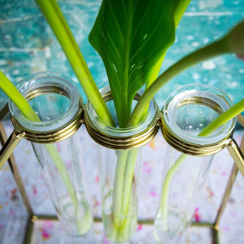Culinary Concepts Triple Oversized Test Tube Vase With Gold Stand