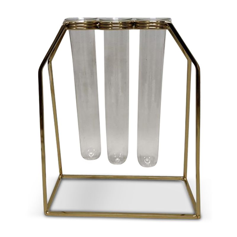 culinary concepts Triple Oversized Test Tube Vase with Gold Stand