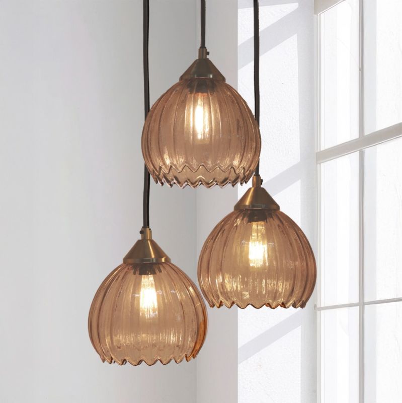 Culinary Concepts Triple Pendant Light With Pink Glass