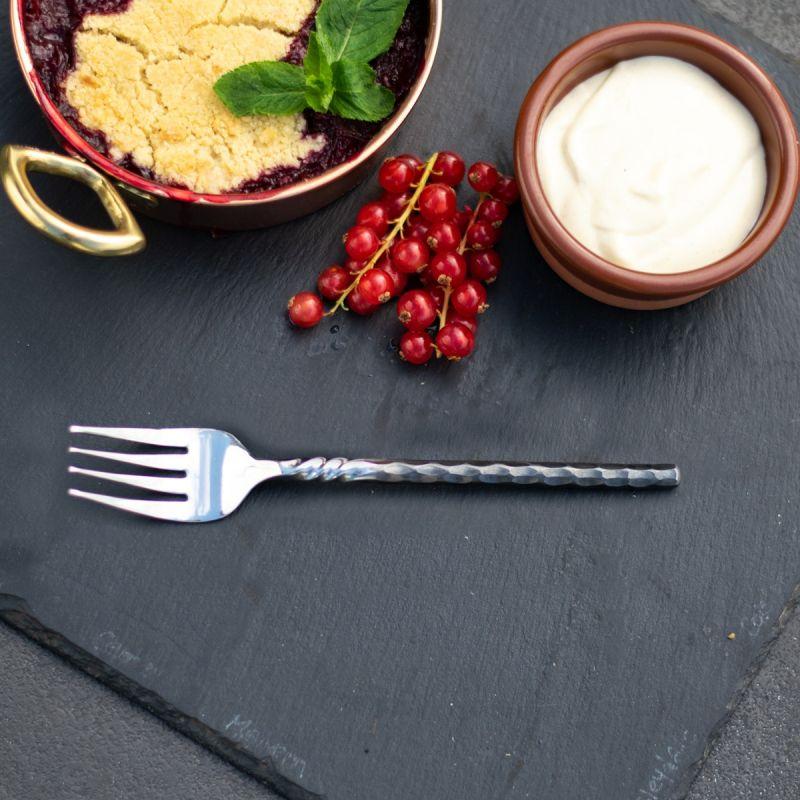 Culinary Concepts Unpolished Twist Neck Dessert / Appetiser Fork | HANDMADE TO ORDER