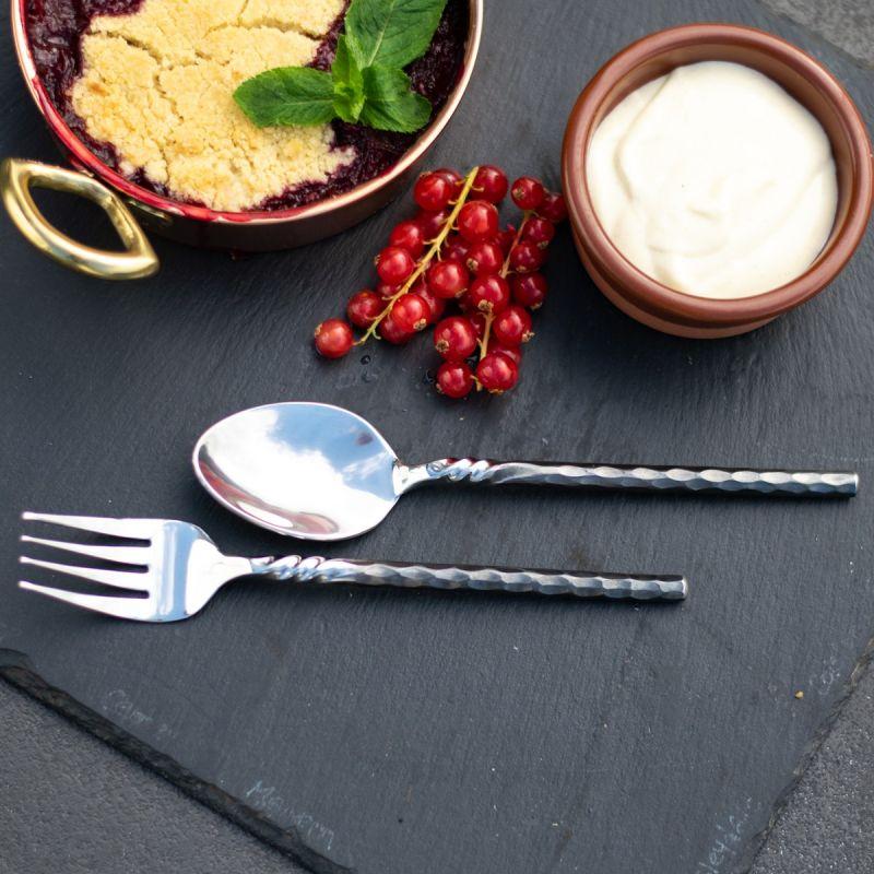 Culinary Concepts Unpolished Twist Neck Dessert / Appetiser Fork | HANDMADE TO ORDER