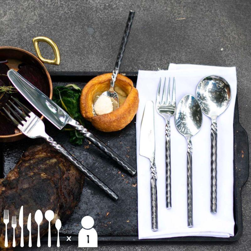 Culinary Concepts Unpolished Twist Neck Seven Piece Place Setting | HANDMADE TO ORDER