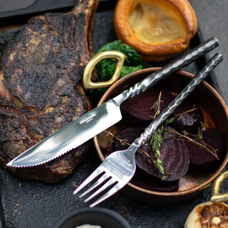 Culinary Concepts Unpolished Twist Neck Steak Knife