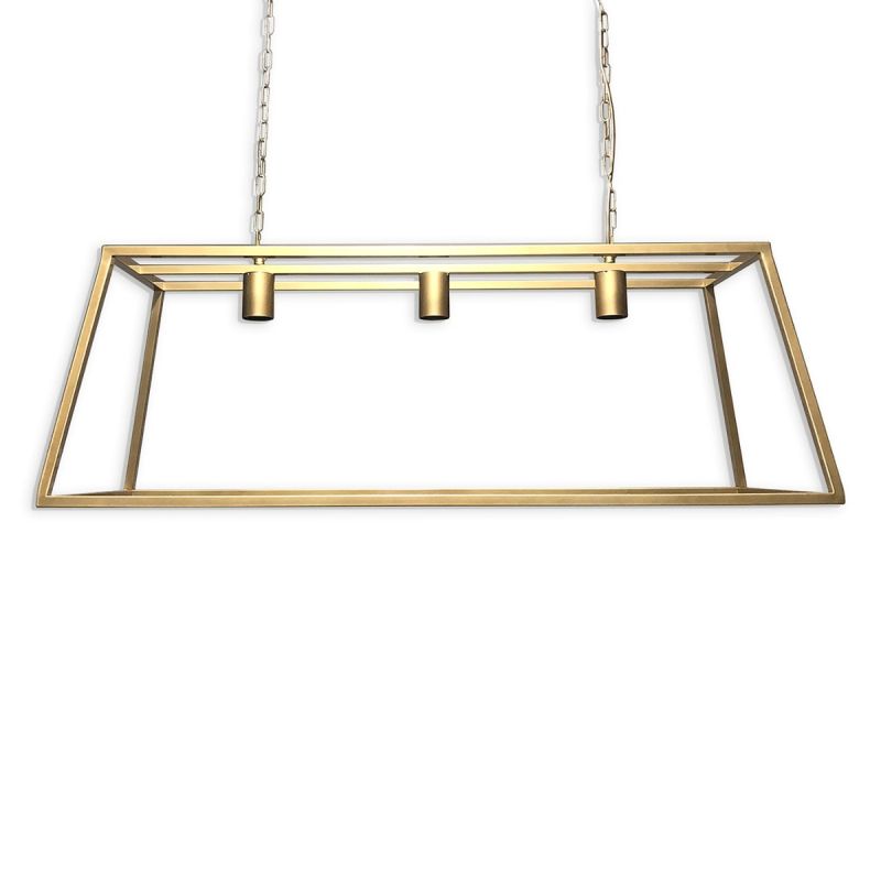 culinary concepts Vienna Triple Trapeze Chandelier Frame - Antique Brass Finish