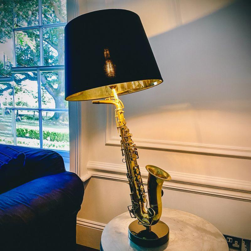 Culinary Concepts Washington Saxophone Table Lamp With Black Shade