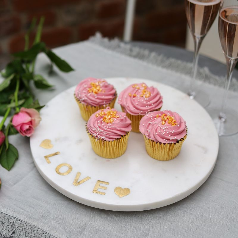 Culinary Concepts White Marble Round Cheeseboard With Brass Love Design