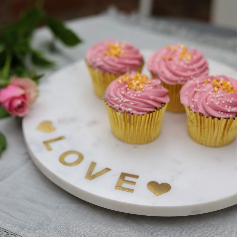 Culinary Concepts White Marble Round Cheeseboard With Brass Love Design