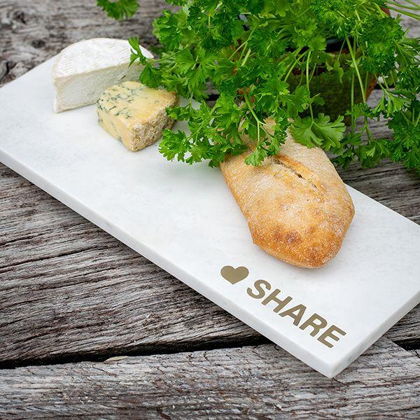 Culinary Concepts White Marble Serving Platter With Brass Share Design