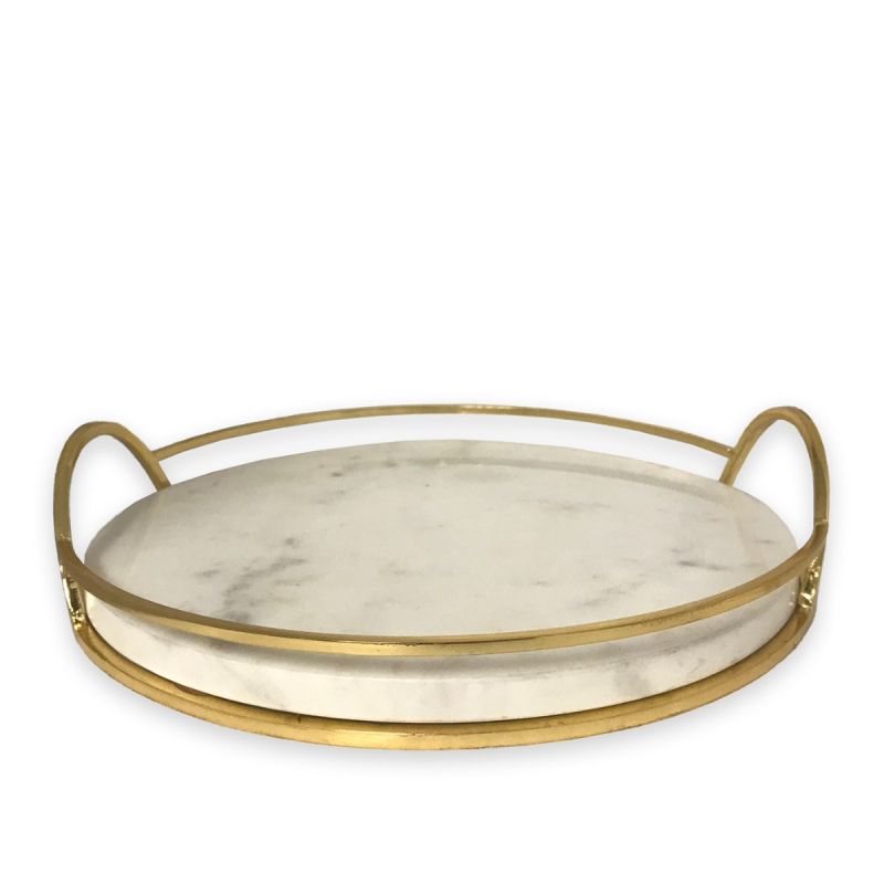 culinary concepts White Marble Tray with Gold Handle