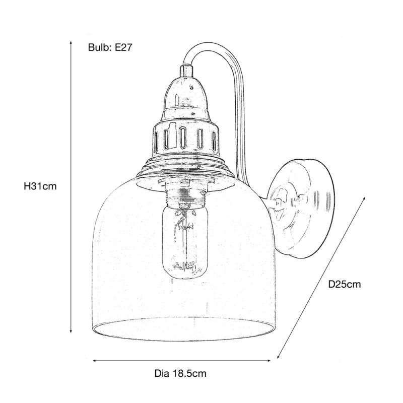 culinary concepts Whitechapel Wall Mounted Light - Dull Chrome