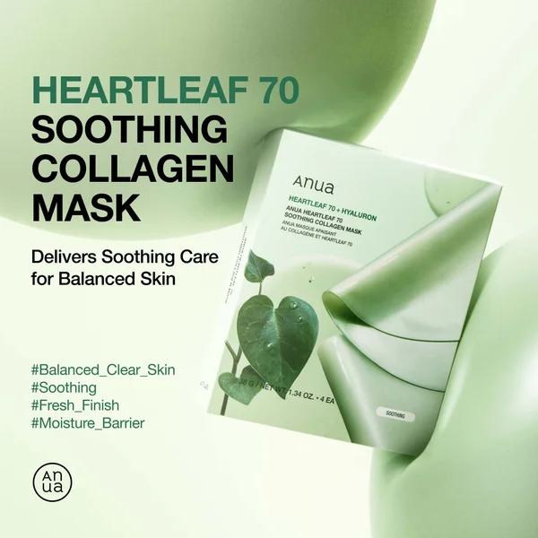 Cult Anua Heartleaf 70 Soothing Collagen Mask (4 Sheets) 38g
