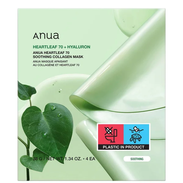 cult Anua Heartleaf 70 Soothing Collagen Mask (4 Sheets) 38g