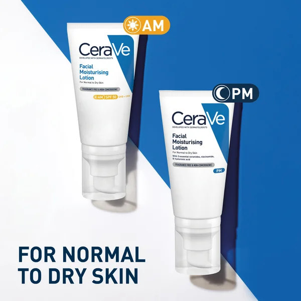 Cult CeraVe Day & Night Facial Moisturising Duo For Dry Skin With SPF 50 And Niacinamide