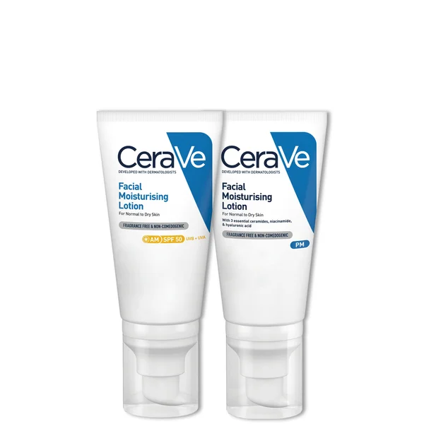 cult CeraVe Day & Night Facial Moisturising Duo for Dry Skin with SPF 50 and Niacinamide