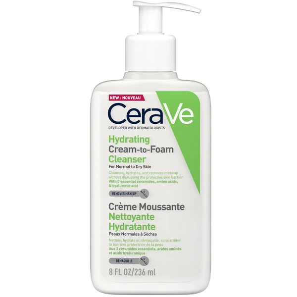 cult CeraVe Hydrating Cream-to-Foam Cleanser with Amino Acids for Normal to Dry Skin 236ml