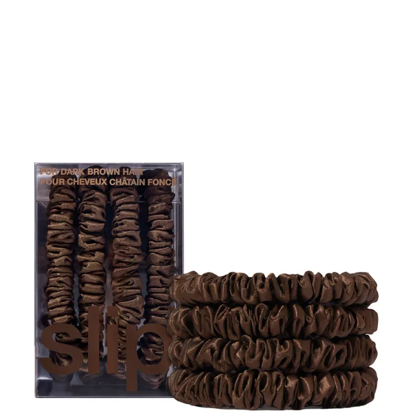 cult Slip Pure Silk Skinny Scrunchies - Dark Brown