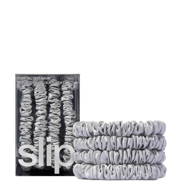 cult Slip Pure Silk Skinny Scrunchies - Silver