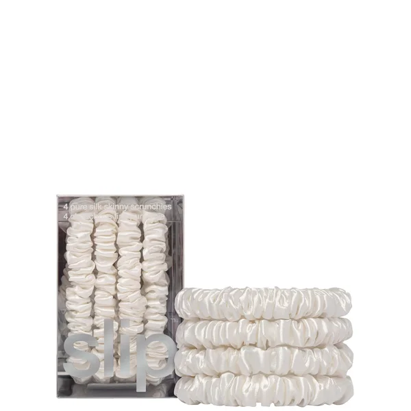 cult Slip Pure Silk Skinny Scrunchies - White