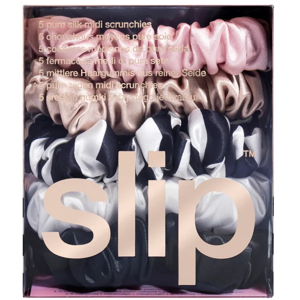 Cult Slip Silk Midi Scrunchies - Multi (Pack Of 5)