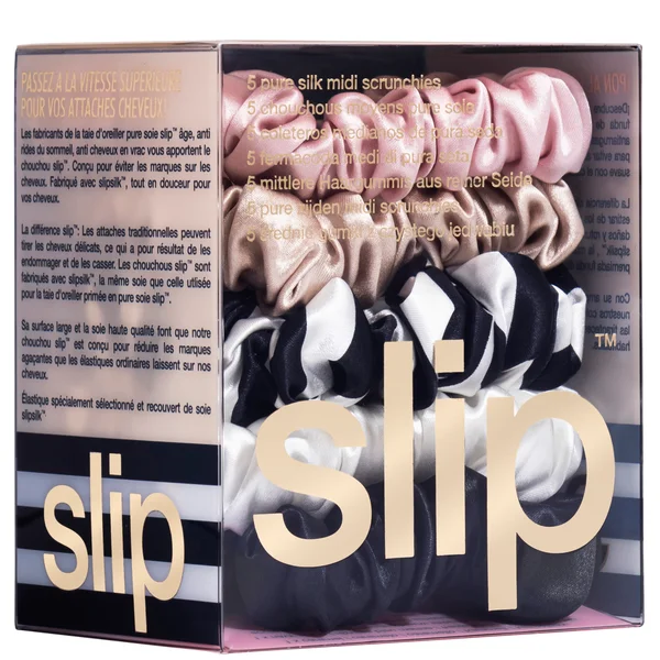 Cult Slip Silk Midi Scrunchies - Multi (Pack Of 5)